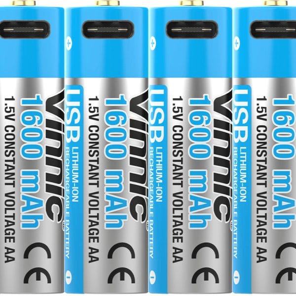 VINNIC USB Rech. Batt. AA Type-C VPRB-UC2A-4PC 1600mAh,Case,4pcs.