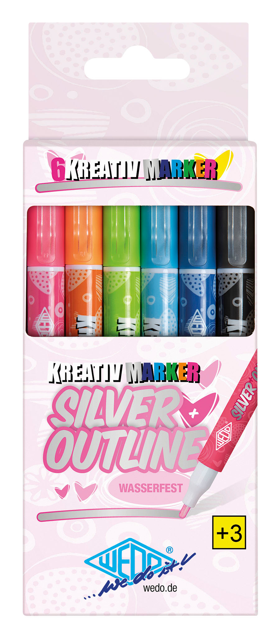 WEDO-252600699-4003801868035 WEDO Marker Silver+Outline 1-2mm 252600699 Set 6 Stück – Hochwertig & günstig bei ShopDeca