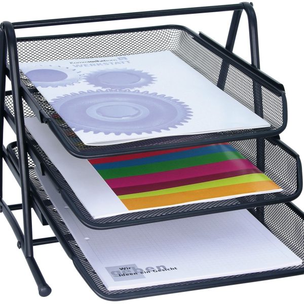 WEDO Briefablage OFFICE Metall 65801 3 Fächer 35x27x30cm schwarz