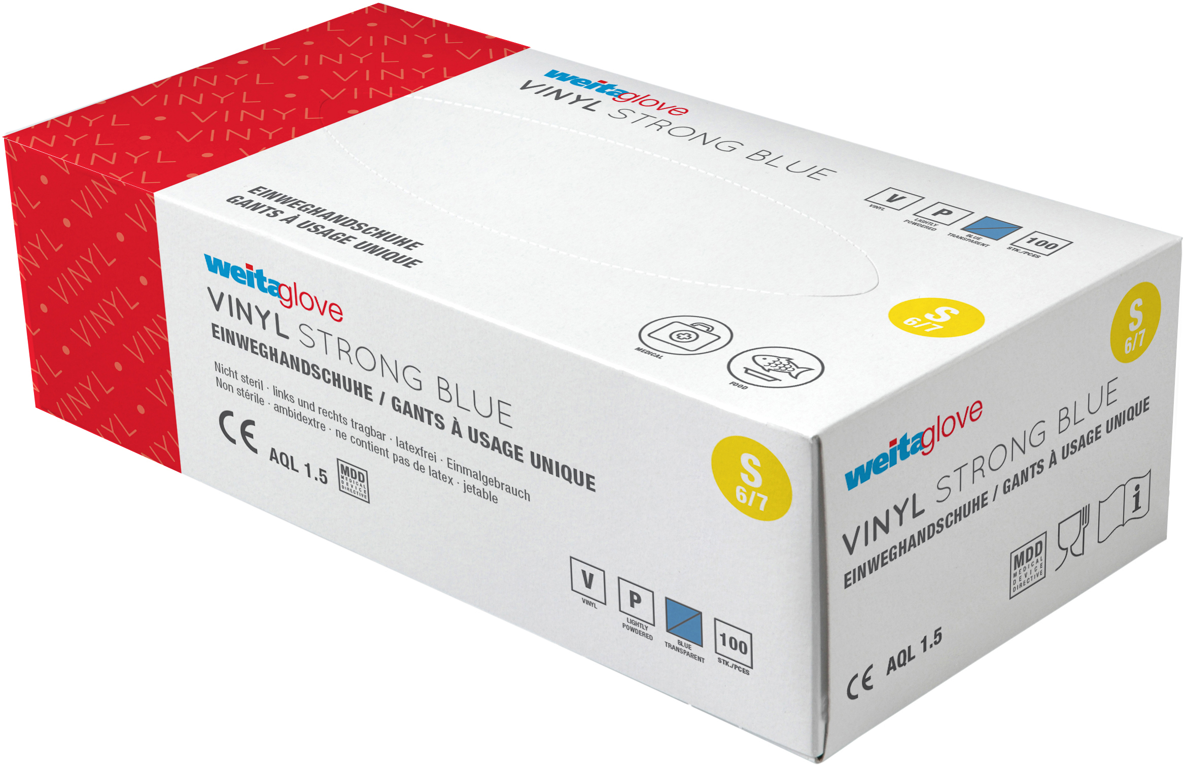 WEITA-241001-7610588241004 WEITA Einweghandschuhe Vinyl S 241001 Strong, blau 100 Stück – Hochwertig & günstig bei ShopDeca