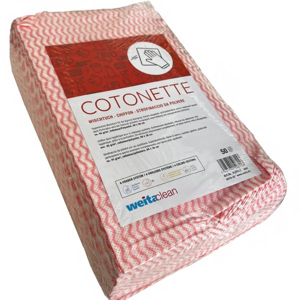 WEITACLEAN Allzwecktuch Cotonette 38x60cm 238511 rot 50 Stück