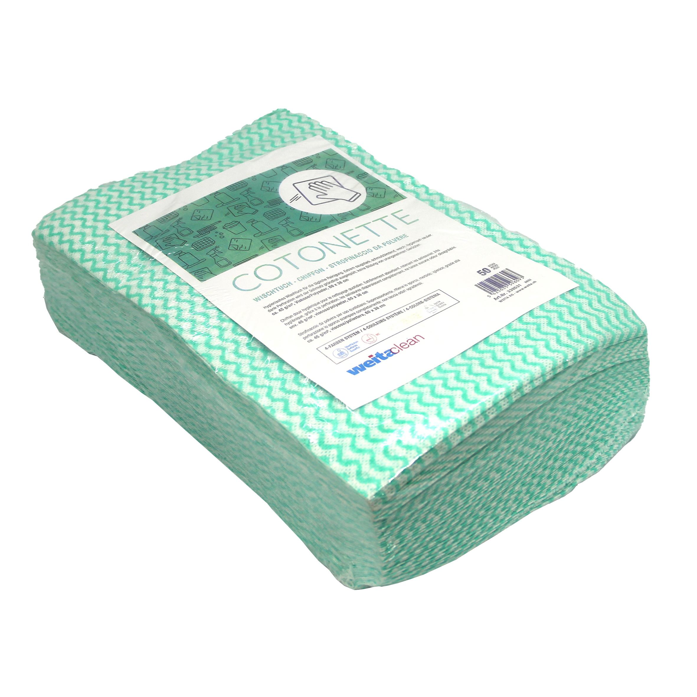 WEITACLEAN-238531-5425035596093 WEITACLEAN Allzwecktuch Cotonette 38x60cm 238531 grün 50 Stück – Hochwertig & günstig bei ShopDeca