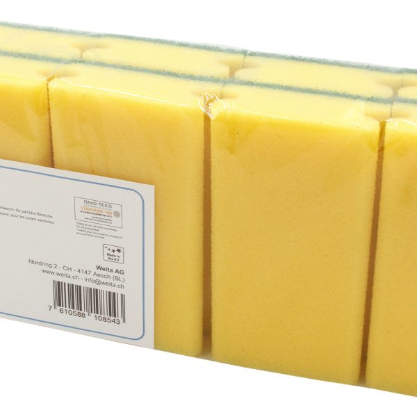 WEITACLEAN Padschwamm 152x85x43mm 5028029 gelb, kratzend 10 Stück