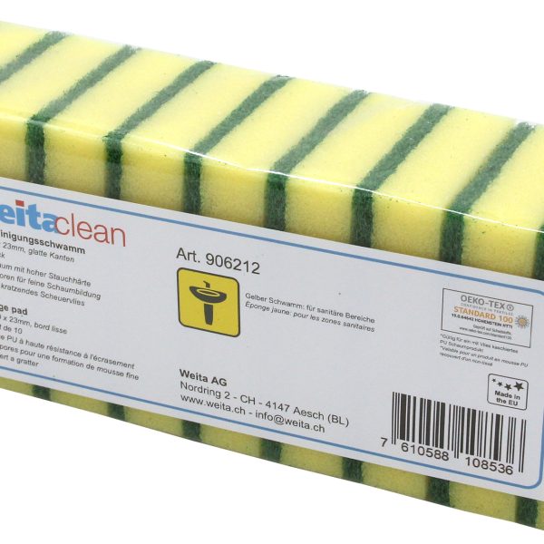 WEITACLEAN Padschwamm 95x70x23mm 5028030 gelb, kraztend 10 Stück