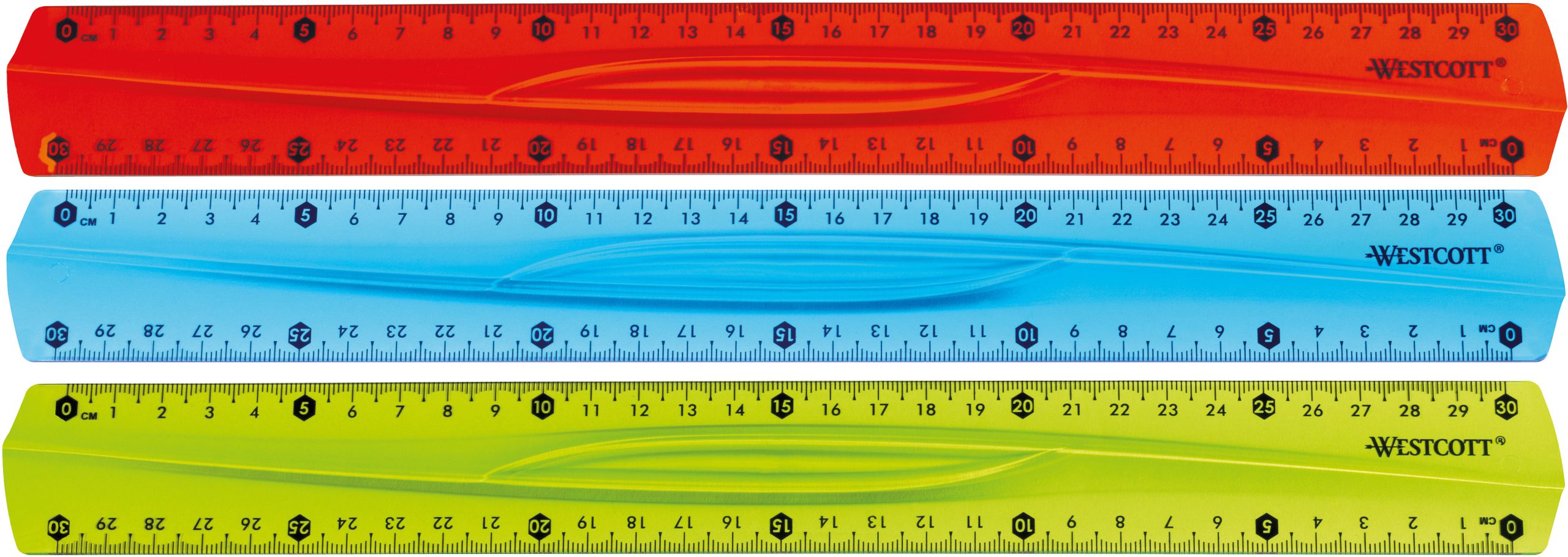 WESTCOTT-E-10222-00-4027521515079 WESTCOTT Lineal, flexibel E-10222 00 30cm blau/rot/grün – Hochwertig & günstig bei ShopDeca