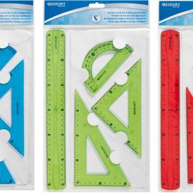 WESTCOTT Geometrie-Set Flexi E-10302 00 blau/rot/grün 4-teilig