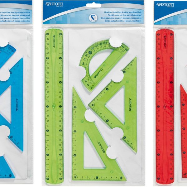 WESTCOTT Geometrie-Set Flexi E-10302 00 blau/rot/grün 4-teilig