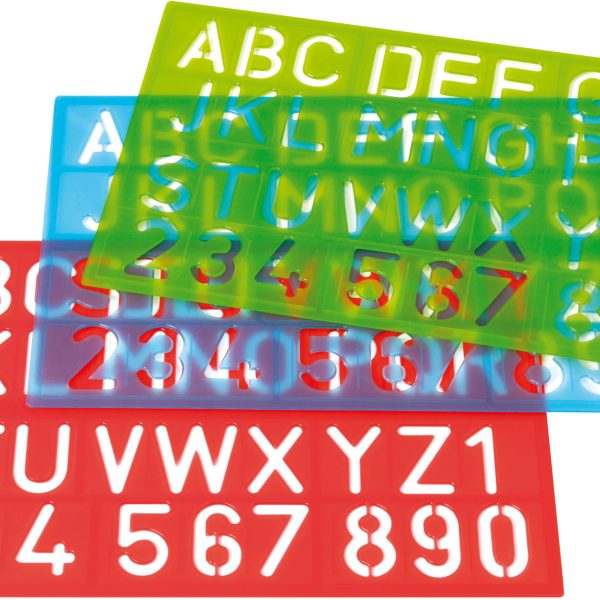 WESTCOTT Zeichenschablone 50cm E-10600 00 A-Z, 0-9 blau/rot/grün