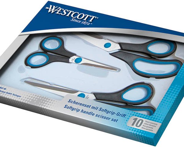 WESTCOTT Scheren-Set 13/21/25cm N-9002700 schwarz/blau 3 Stück