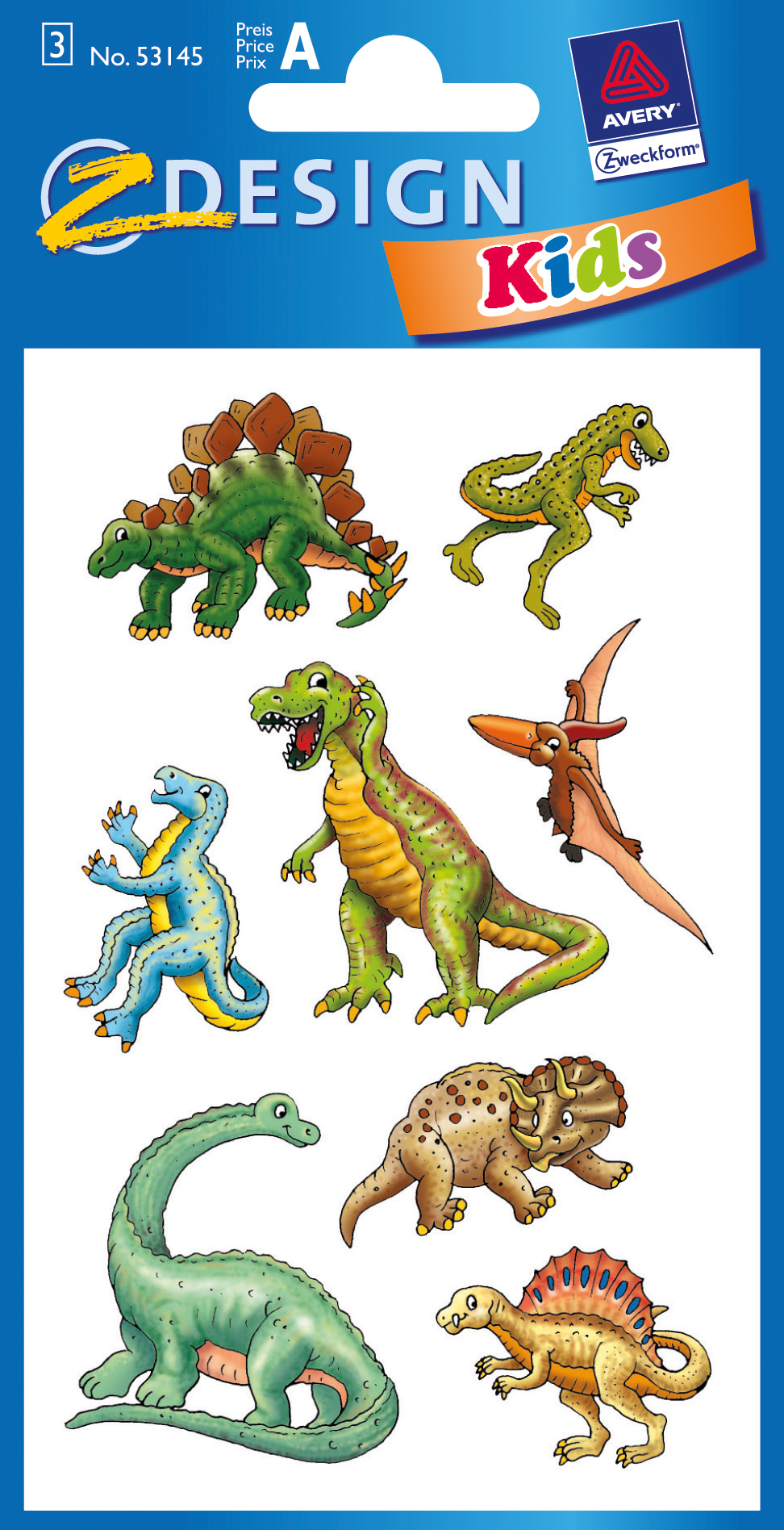 Z-DESIGN-53145-4004182531457 Z-DESIGN Sticker Kids 53145 Dinosaurier 3 Stück – Bild 1