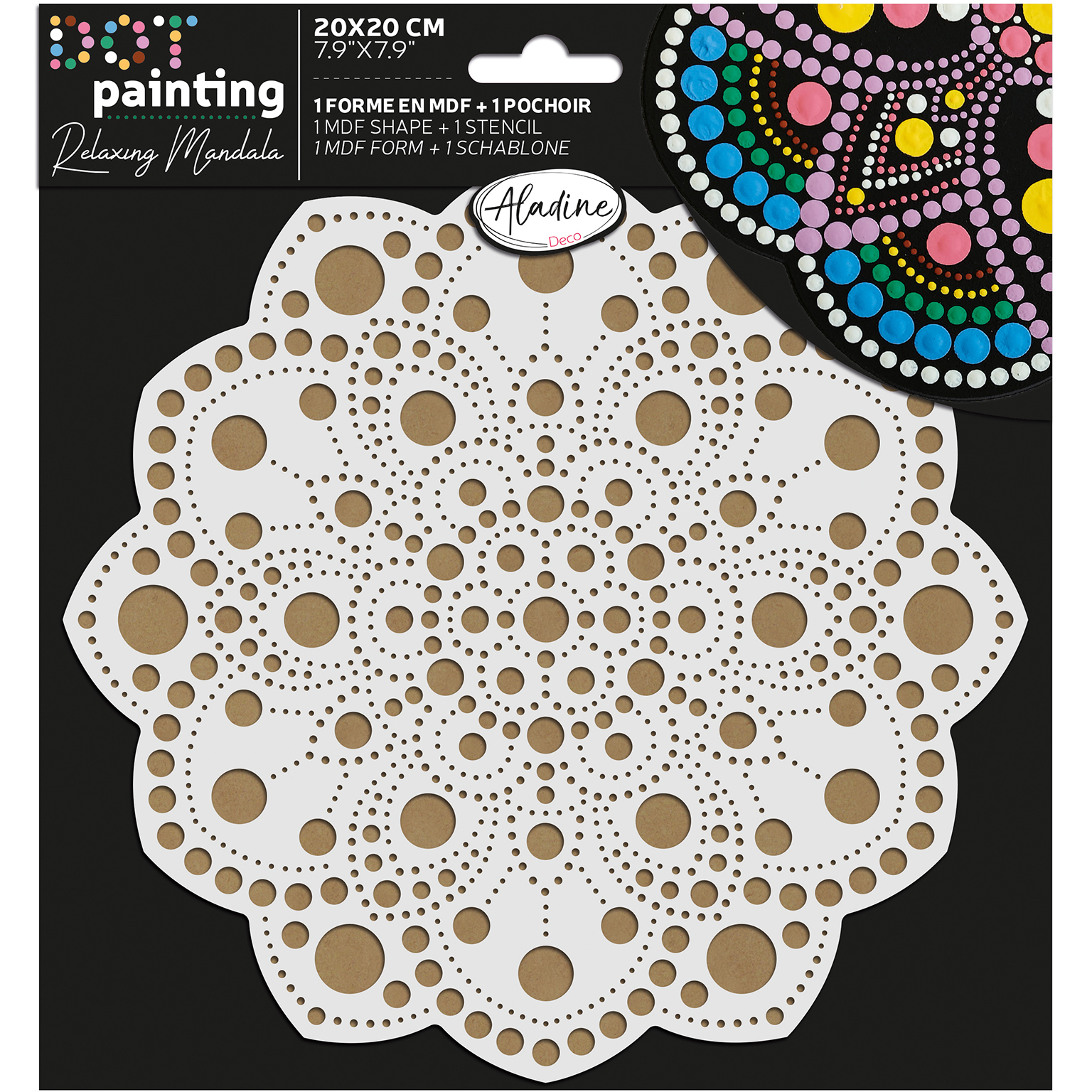 DOT PAINTING-mandala 20cm A_packaging ALADINE Dot painting Punktmalerei 85502 Form & Schablone 20cm – Bild 1