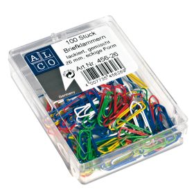 ALCO Büroklammern 26mm 456-26 eckig, farbig ass. 100 Stück