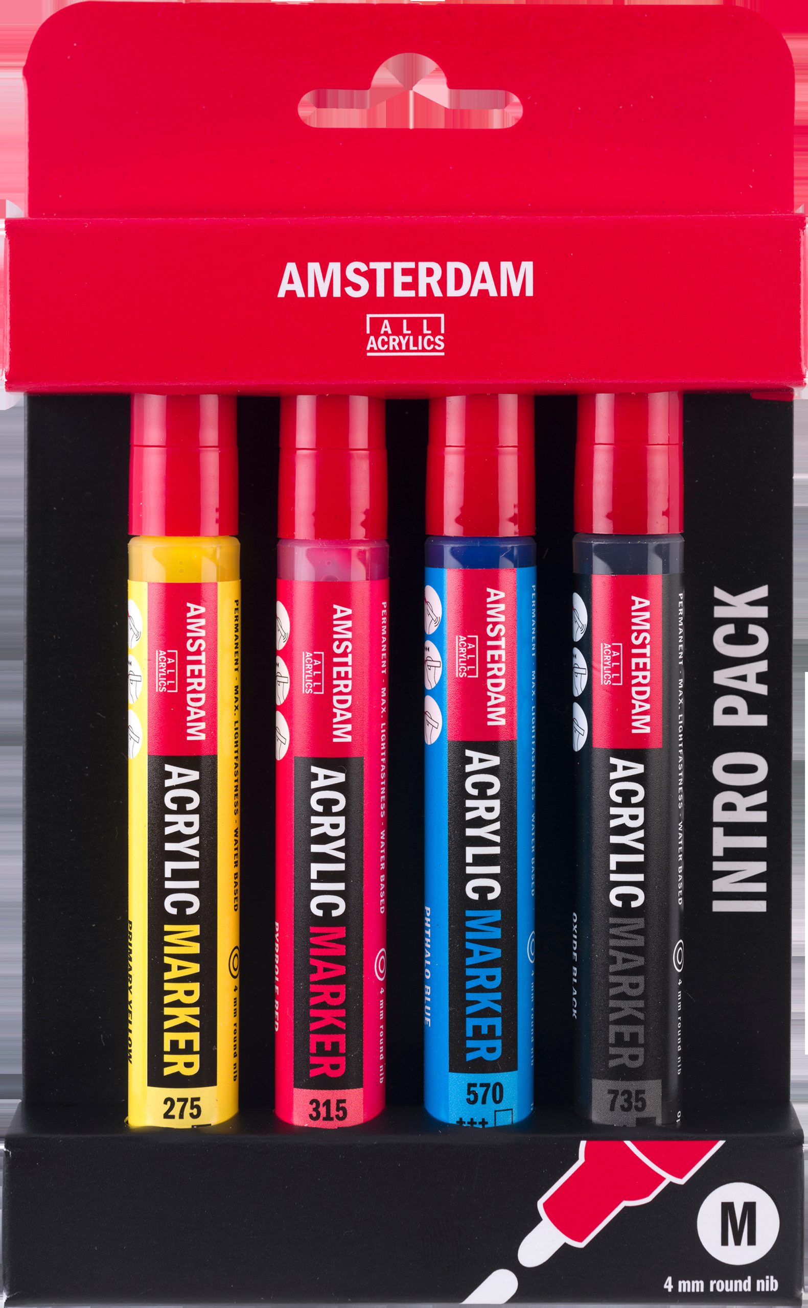 AMSTERDAM-17519001-8712079351236 AMSTERDAM Acrylmarker Starter 4mm 17519001 assortiert 4 Stück – Bild 1