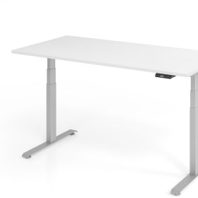 APOLLO Bürotisch LXK 160x80cm VLXK6516/W/S weiss/silber, elektrisch