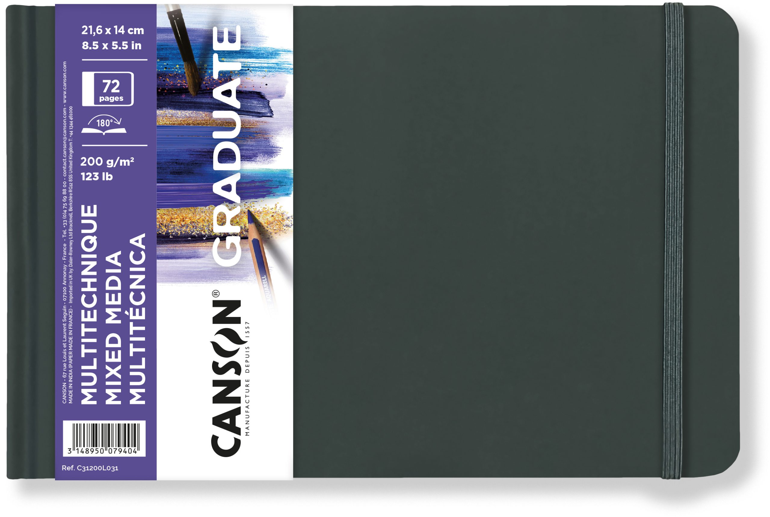 CANSON-31200L031-3148950079404 CANSON Skizzenbuch MixedMedia A5 quer 31200L031 blanko, 200g 36 Blatt – Bild 1