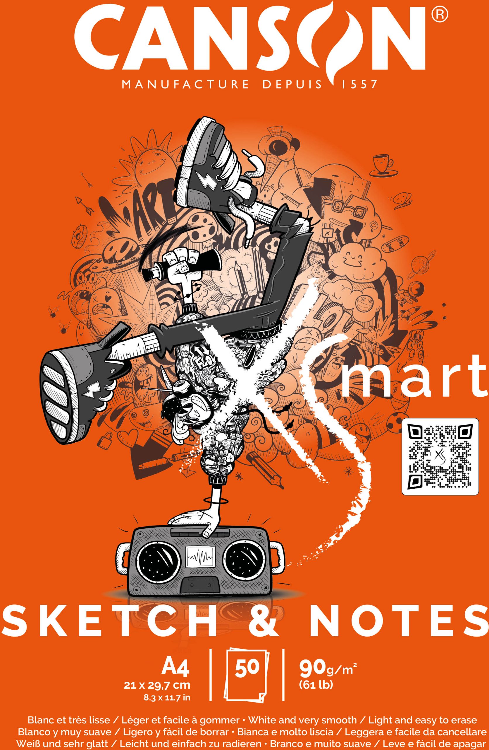 CANSON-32250P003-3148950077714 CANSON Zeichenblock Sketch&Notes A4 32250P003 blanko, 90g 50 Blatt – Bild 1