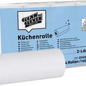 CLEAN AND CLEVER Haushaltrollen 2-lagig 23x22cm 40022 hochweiss 64 Blatt, 32 Rollen