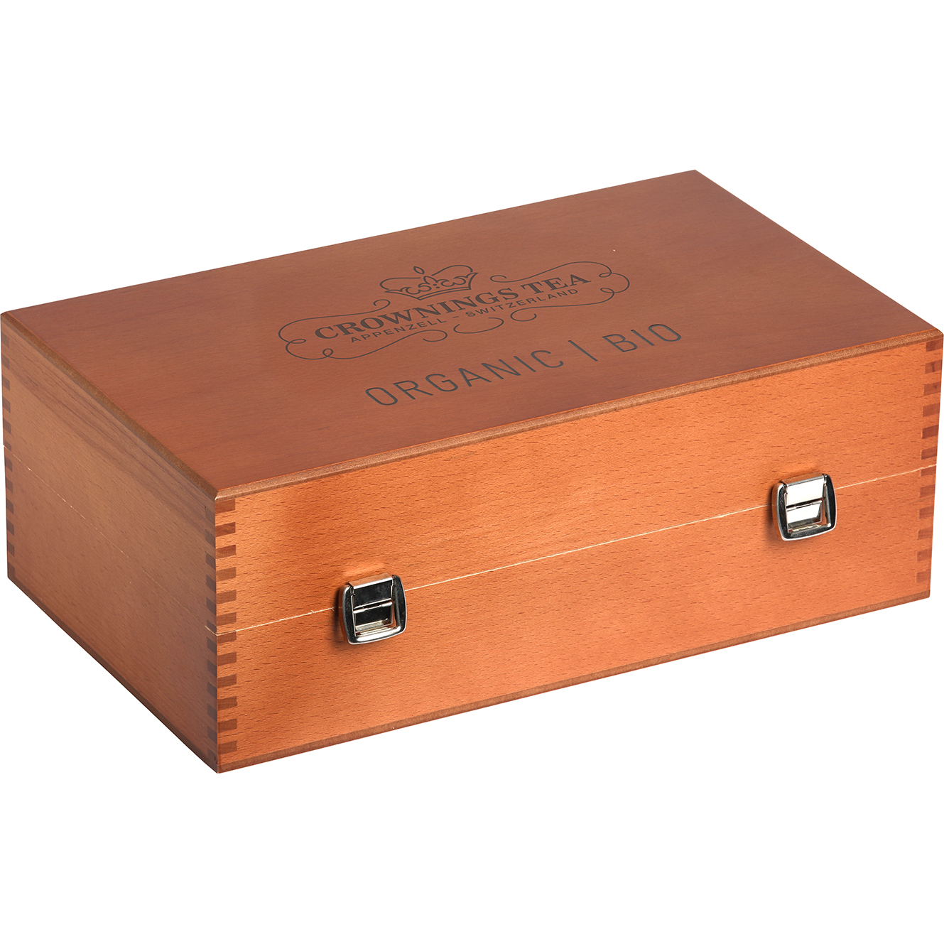 CROWNINGS-106367-7611259271238 CROWNING'S Bio-Tee Holzbox leer 106367 für 9 Sorten – Bild 1