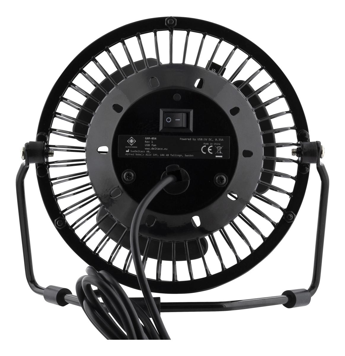DELTACO-GAM-054-7333048037459 DELTACO USB LED Table Fan watch GAM-054 Black – Bild 1