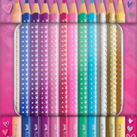 FABER-CASTELL Farbstifte Sparkle 201737 12 Farben im Metalletui