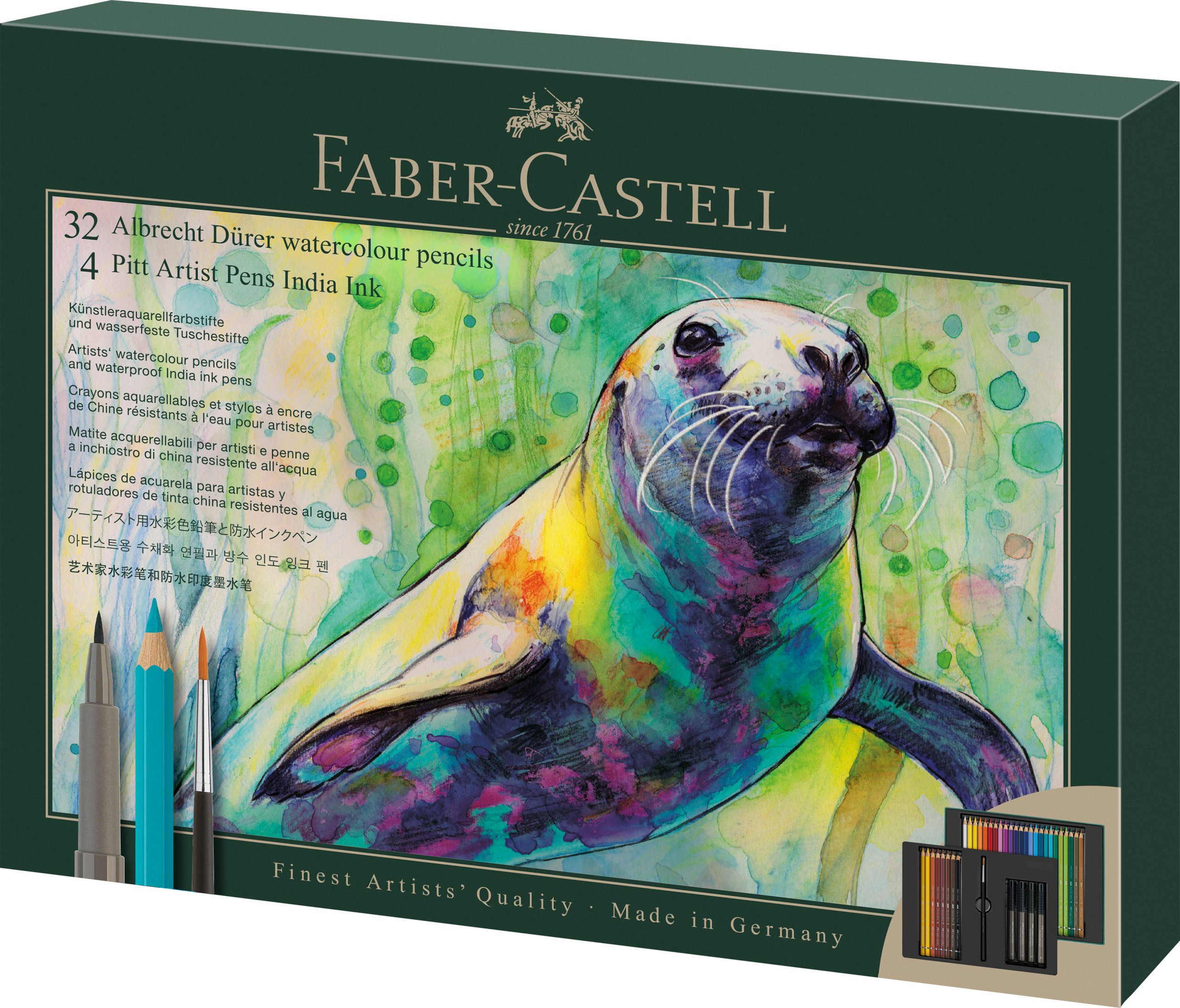 FABER-CASTELL-217553-4005402175536 FABER-CASTELL Farbstift & Pitt Artist Pen 217553 Metallschachtel 37 Stück – Bild 1