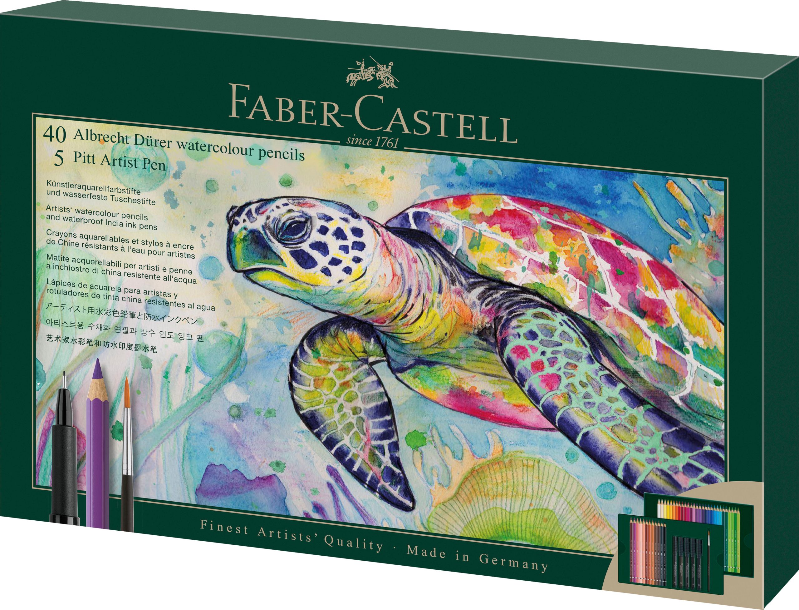 FABER-CASTELL-217554-4005402175543 FABER-CASTELL Farbstift & Pitt Artist Pen 217554 Metallschachtel 46 Stück – Bild 1