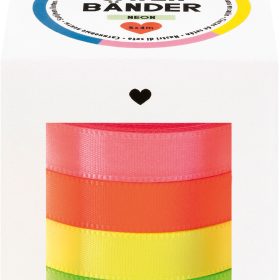 FOLIA Satinbänder 10mmx4m 12132 Neon, assortiert 5 Stück