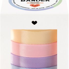 FOLIA Satinbänder 10mmx4m 12133 Pastell, assortiert 5 Stück