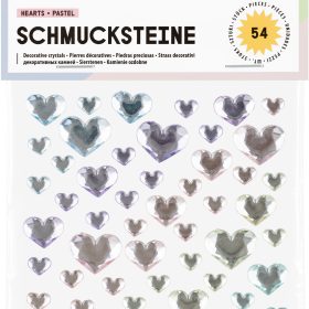 FOLIA Schmucksteine 12312 Hearts Pastel 54 Stück