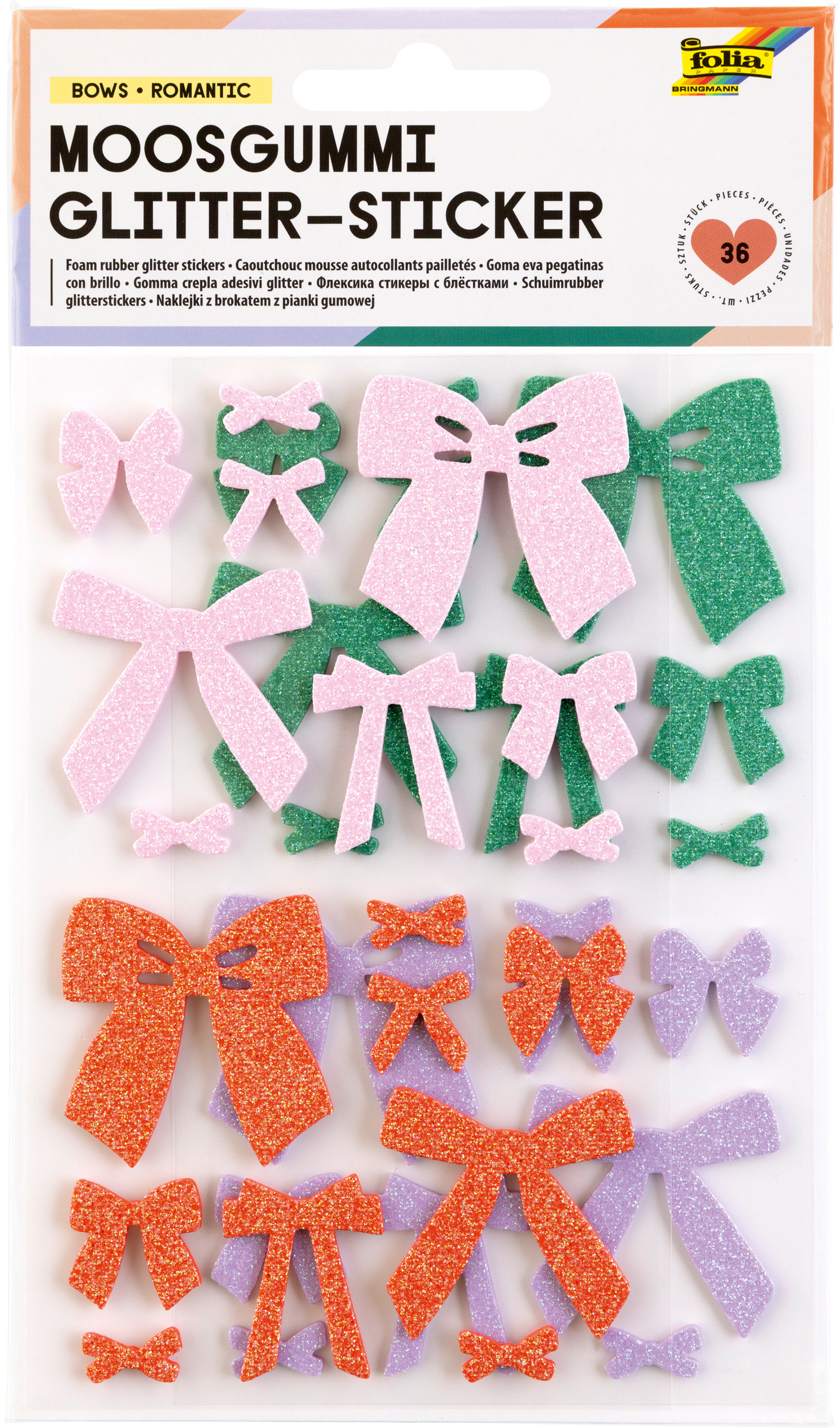 FOLIA-23780-4001868158328 FOLIA Moosgummi Sticker 23780 Bows Romantic 36 Stück – Bild 1