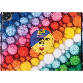 FOLIA Pompons Mix glitter 300g 50339 Jumbo Pack, 1.5-4cm