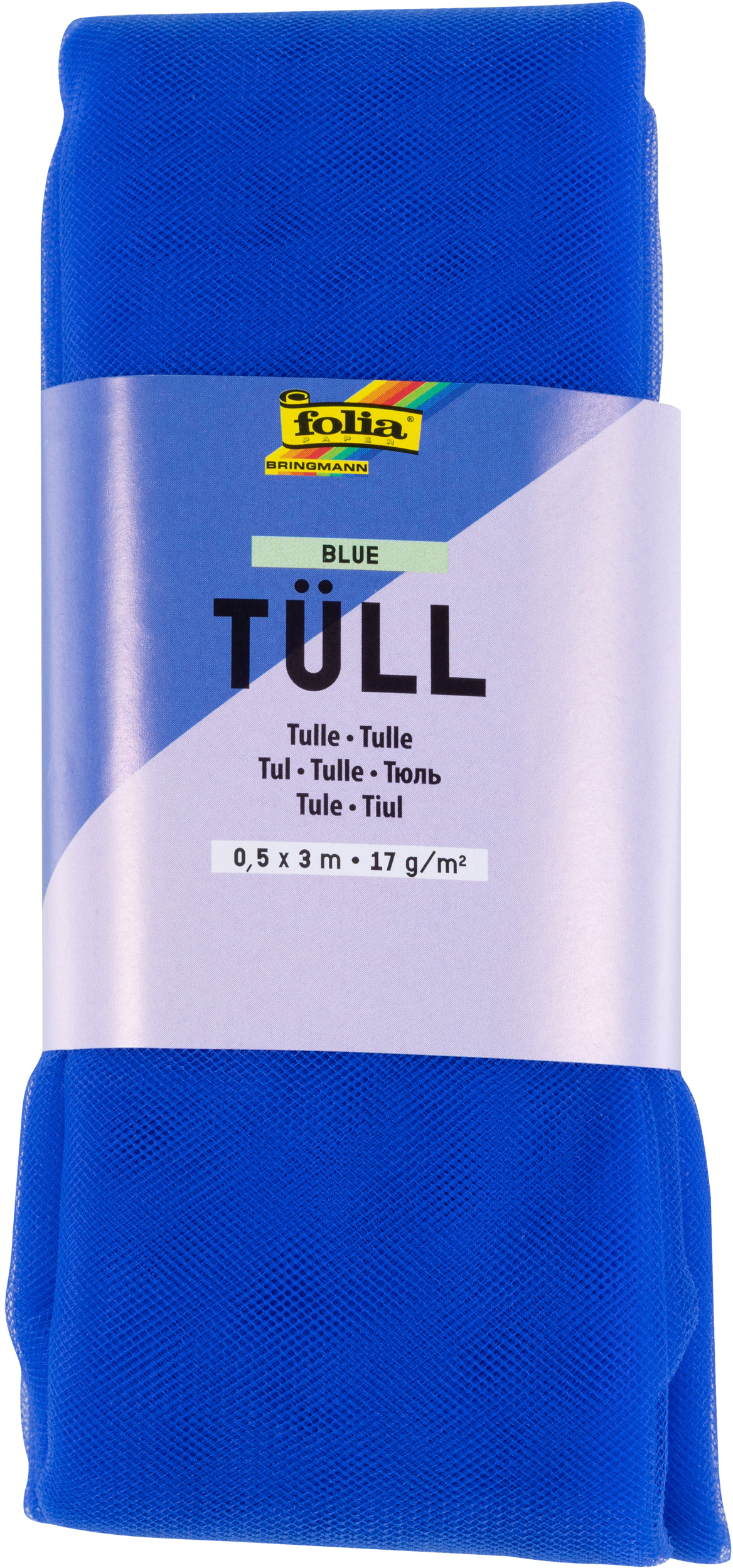FOLIA-8036-4001868150742 FOLIA Tüll-Stoff 3mx50cm 8036 blau – Bild 1