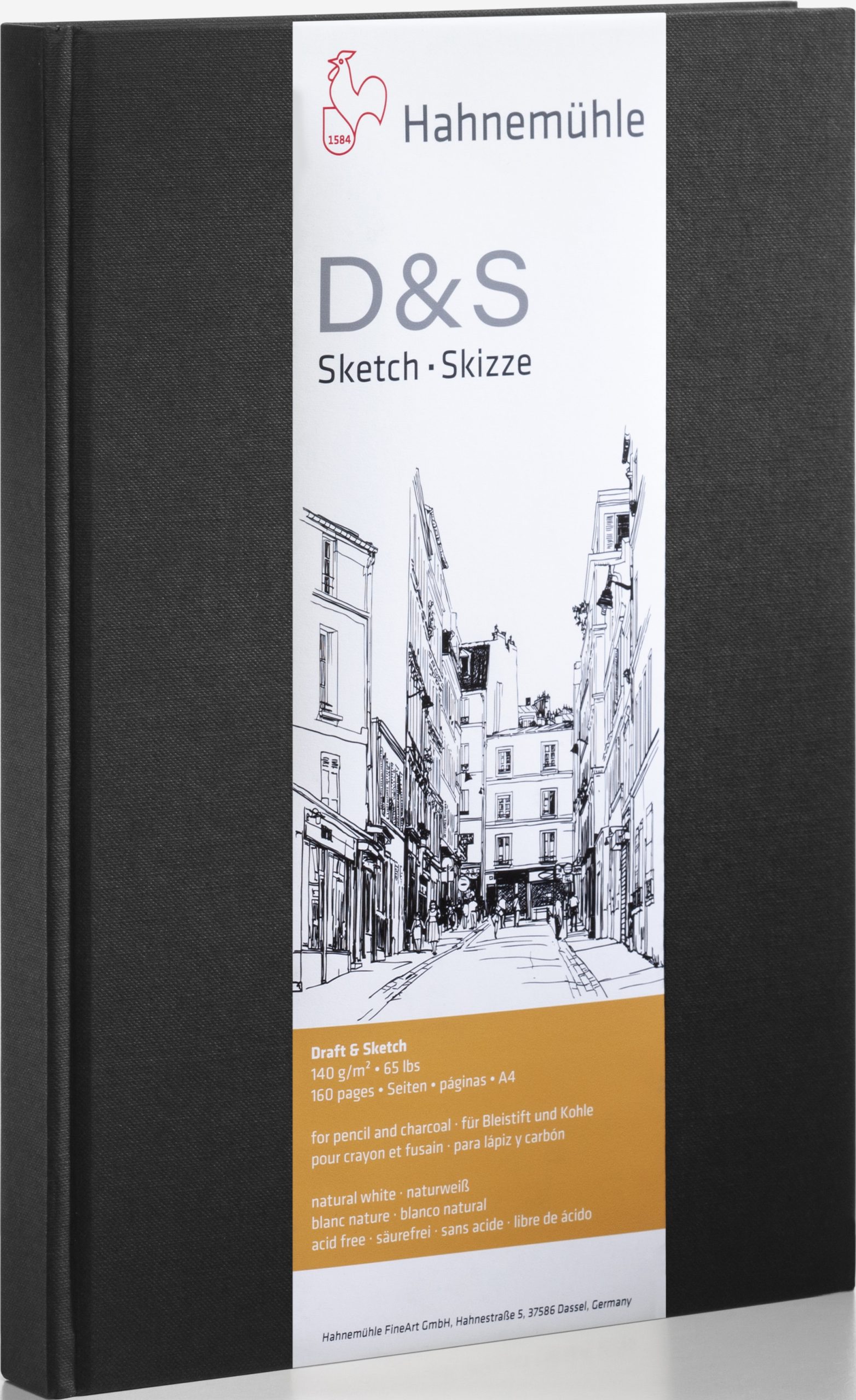 HAHNEMUEHLE-10628323-4011367283230 HAHNEMÜHLE Skizzenbuch D&S A6 hoch 10628323 schwarz 62 Blatt – Bild 1