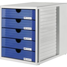 HAN Schubladenbox Systembox 24.30 lichtgrau/blau 5 Fächer
