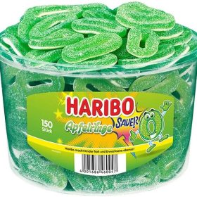 HARIBO Saure Apfelringe ME82917 Dose 1200g, 150 Stk.
