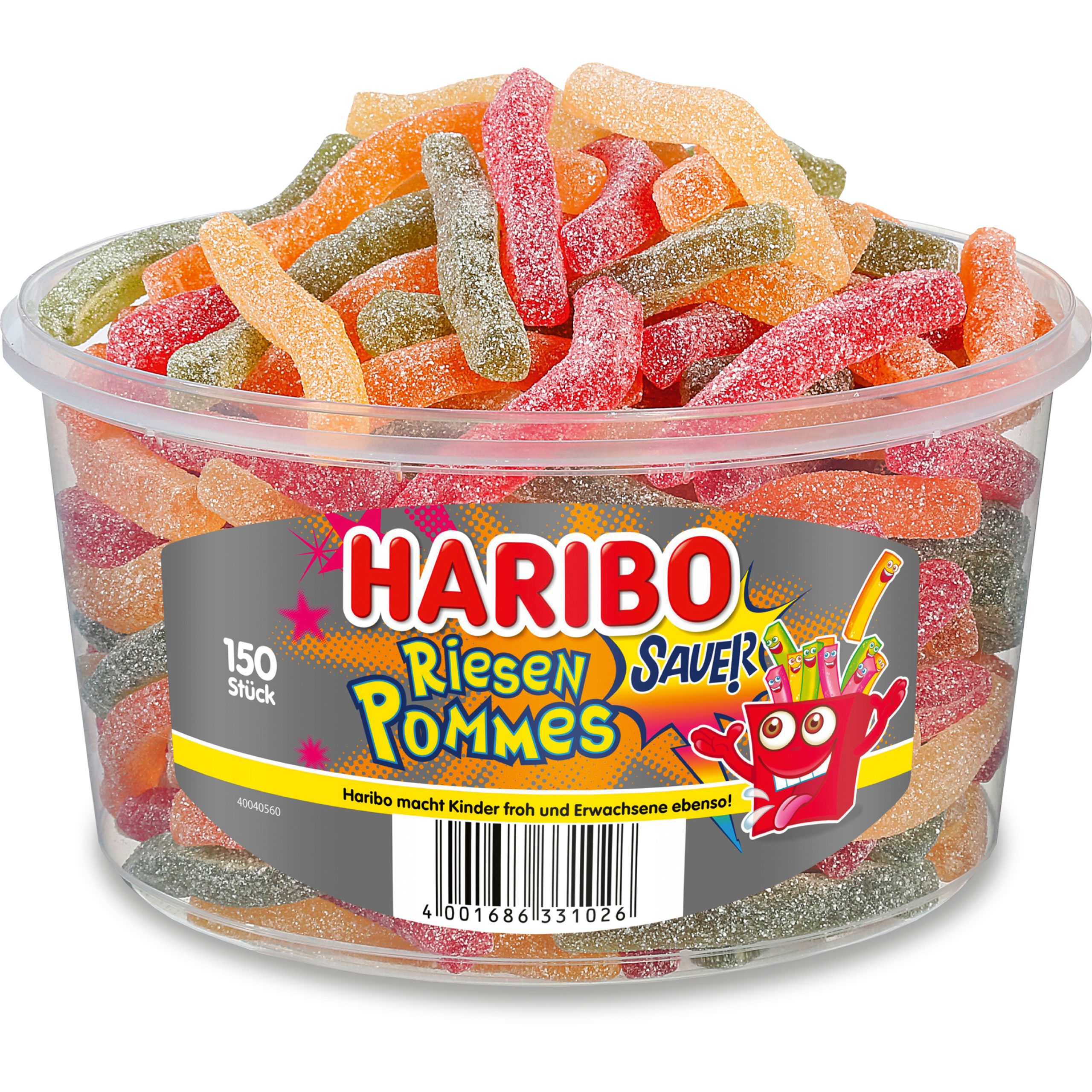 HARIBO-ME83014-4001686331026 HARIBO Saure Riesen-Pommes ME83014 Dose 1200g, 150 Stk. – Bild 1