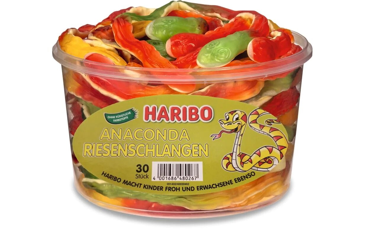 HARIBO-ME83083-4001686480267 HARIBO Anaconda Riesenschlange ME83083 Dose 1200g, 30 Stk. – Bild 1