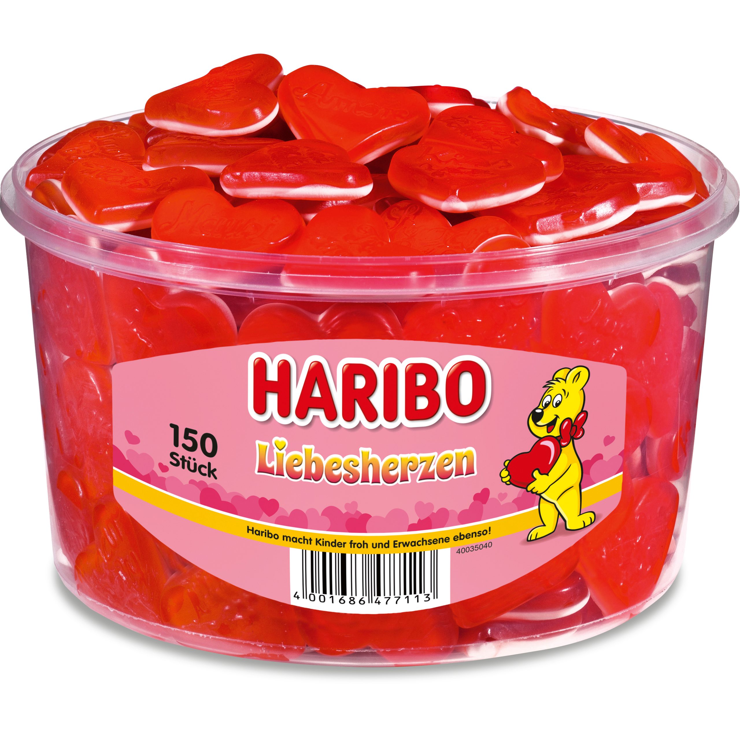 HARIBO-ME92512-4001686477113 HARIBO Liebes-Herze ME92512 Dose 1200g, 150 Stk. – Bild 1