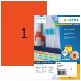 HERMA Etiketten SPECIAL 210x297mm 4402 rot,perm. 100 St./100 Bl.