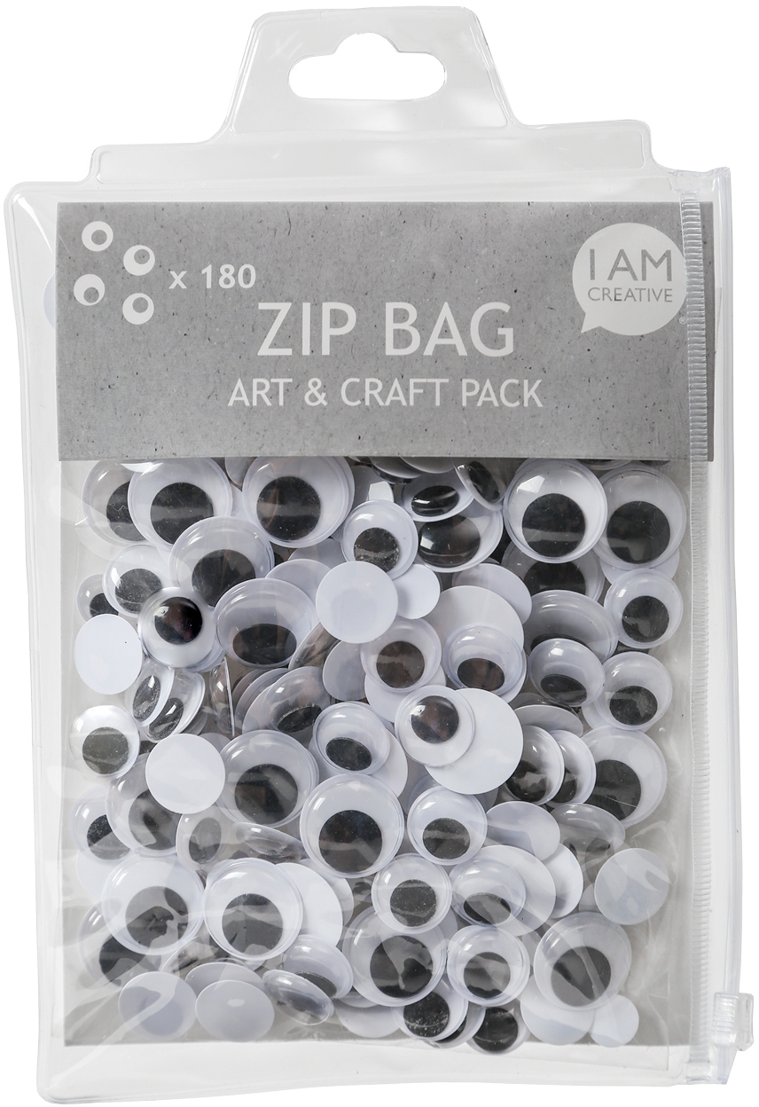 I-AM-CREATIVE-4010.1-7611983166114 I AM CREATIVE Wackelaugen Set 4010.1 Zip Bag, 180 Stück – Bild 1