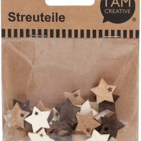 I AM CREATIVE Streuteile Stern 2cm 4501.28 naturmix 24 Stück