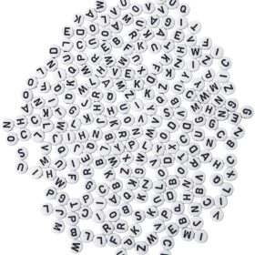 I AM CREATIVE Buchstaben-Perlen, rund 4701.05 schwarz, weiss, 6mm 40g