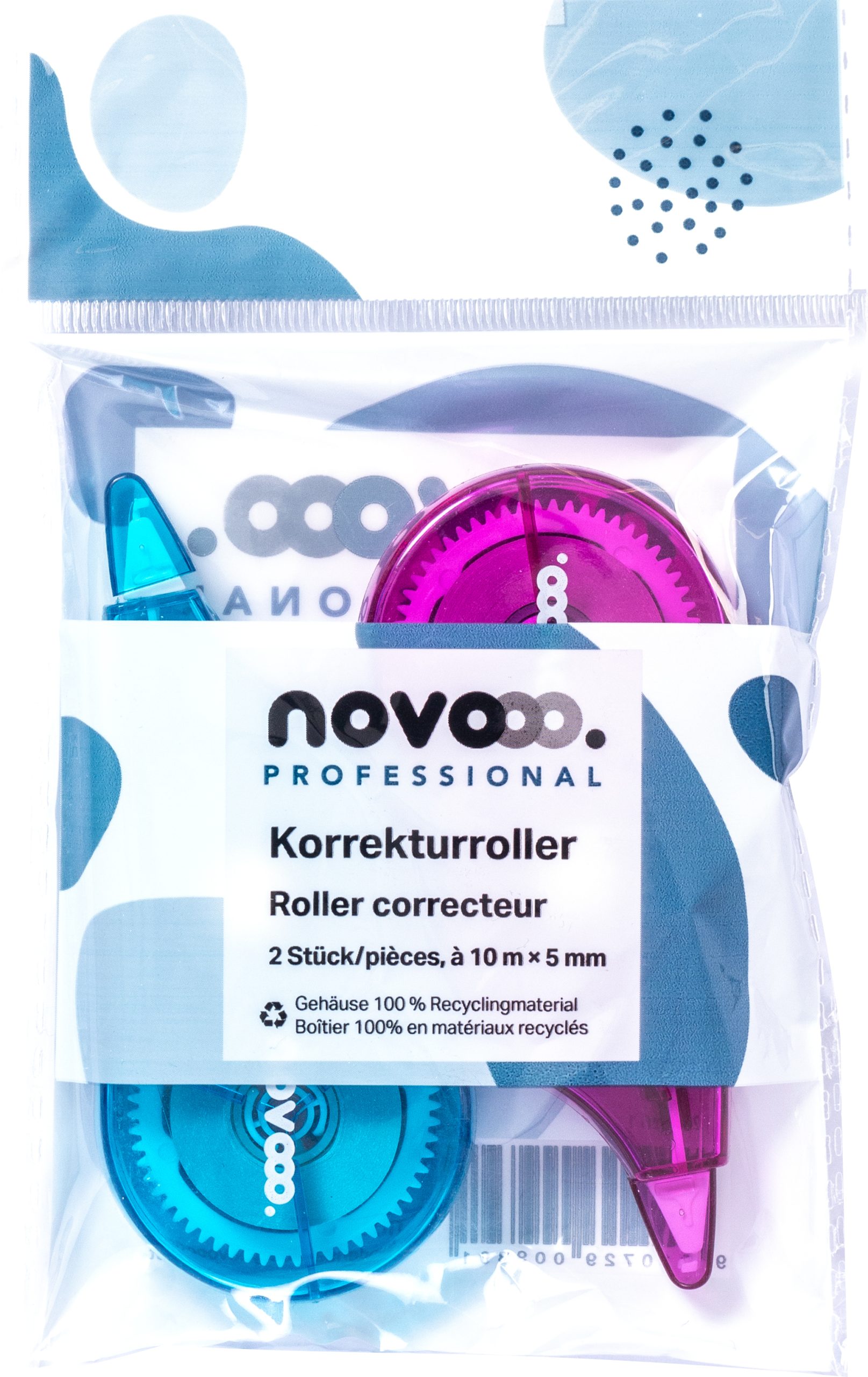 NOVOOO-319968-9010729009391 NOVOOO Korrekturroller Fancy 5mmx10m 319968 türkis, magenta 2 Stück – Bild 1