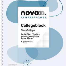 NOVOOO Collegeblock A4 729797 4mm kariert, 80g 80 Blatt