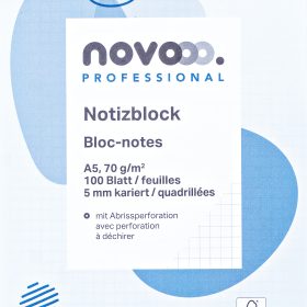 NOVOOO Notizblock weiss A5 731506 kariert 5mm, 70g 2x100 Blatt