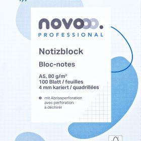 NOVOOO Notizblock weiss A5 731507 kariert 4mm, 80g 2x100 Blatt