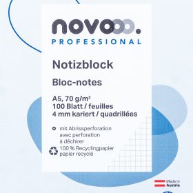 NOVOOO Notizblock recycling A5 731511 kariert 4mm, 70g 2x100 Blatt