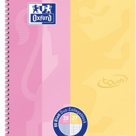 OXFORD Spiralheft Touch A4+ 400207175 rosa/gelb kariert/liniert