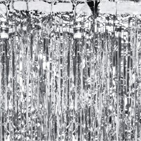 PARTYDECO Partyvorhang 100x200cm CRT3M-018 Metallic silber