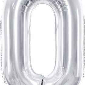 PARTYDECO Folienballon Ziffer 0 86cm FB1M-0-018 silber
